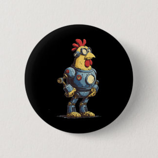 Badge Rond 5 Cm Awesome Chicken Robot For Future Animals Lovers 