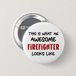 Badge Rond 5 Cm Awesome pompier Funny pompier
