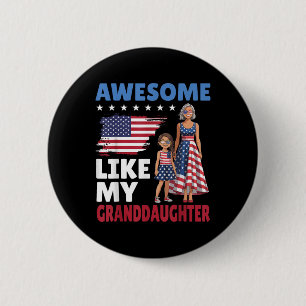 Badge Rond 5 Cm Awome Comme Ma Petite-Fille Patriotique Américain 