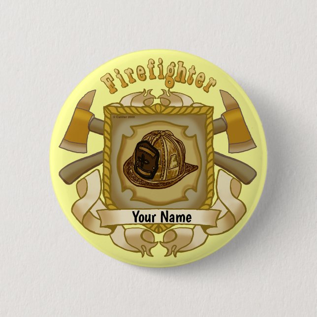 Badge Rond 5 Cm Ax Shield FireFighter pin (Devant)