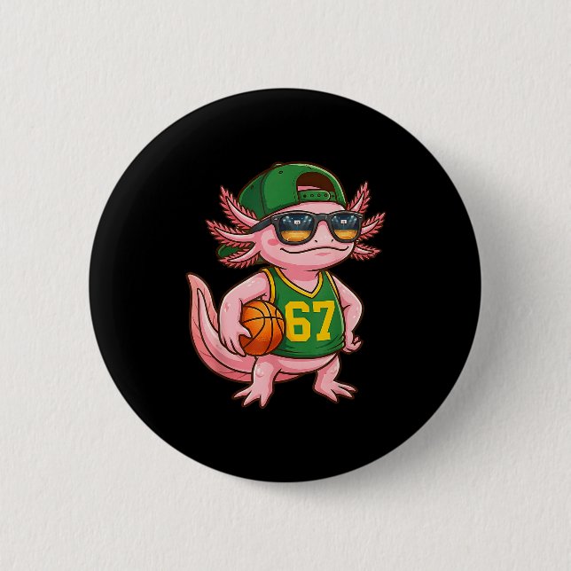 Badge Rond 5 Cm Axolotl Basketball 67 Gen Alpha Slang Srts Men Boy (Devant)
