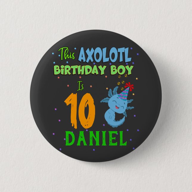 Badge Rond 5 Cm Axolotl Custom Birthday Boy Matching (Devant)