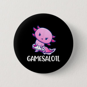 Badge Rond 5 Cm Axolotl Cute Jouer Jeu Vidéo