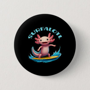 Badge Rond 5 Cm Axolotl de surf Surfalotl drôle océan plage