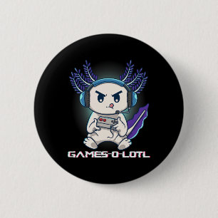 Badge Rond 5 Cm Axolotl Jouant Aux Jeux Vidéo Sur Console Gamesolo