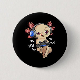 Badge Rond 5 Cm Axolotl Shirt Garçons Gamers - Kawaii Jeu Vidéo