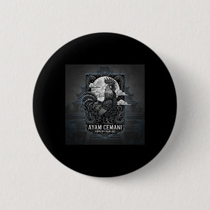 Badge Rond 5 Cm Ayam Cemani - Poule noire d'Indonésie Ayam Cemani