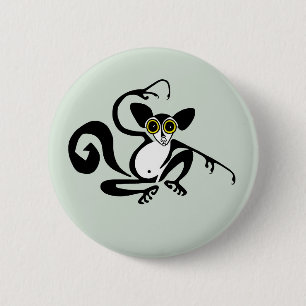 Badge Rond 5 Cm AYE-AYE - Primate - lemur - Faune -