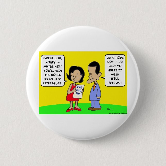 Badge Rond 5 Cm Ayers de facture de prix de paix d'Obama Nobel (Devant)