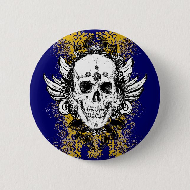 Badge Rond 5 Cm Aztec-Skull (Devant)