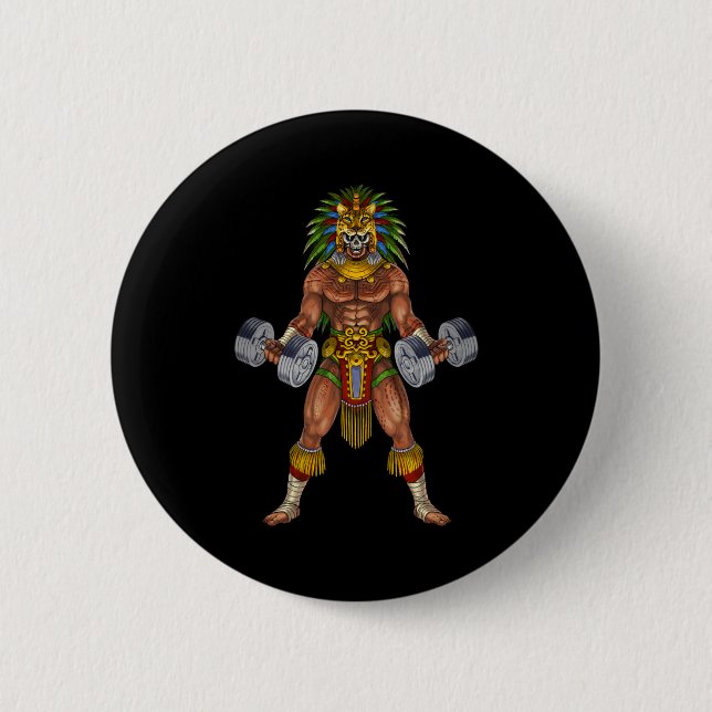 Badge Rond 5 Cm Aztec Warrior Weightlifting (Devant)