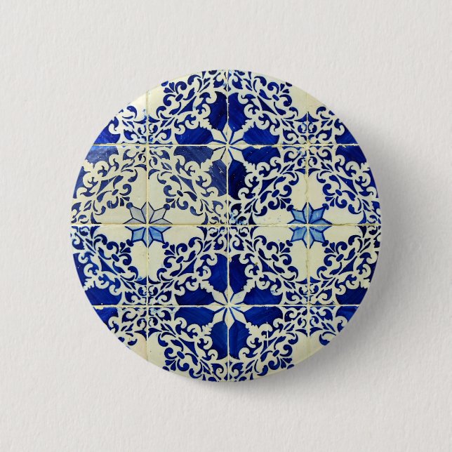 Badge Rond 5 Cm Azulejos, Portuguese Tiles (Devant)