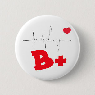 Badge Rond 5 Cm B+ Bouton génial de fréquence cardiaque de group