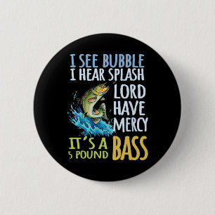 Badge Rond 5 Cm B Pêche à la ligne Sport Black B Poisson