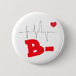 Badge Rond 5 Cm B- Type de sang funky Cœur Taux de fréquence cardi