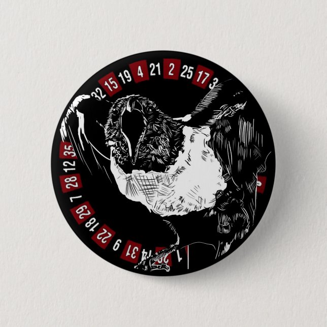 Badge Rond 5 Cm B&W Raven (Devant)
