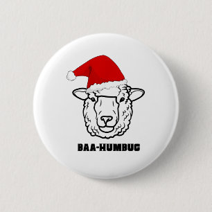 Badge Rond 5 Cm Baa-Humbug Noël-Mouton Funny Mignon Fermier Anima