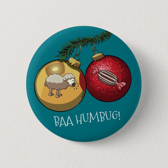 Badge Rond 5 Cm Baa Humbug Sheep Décorations de Noël Dessin (Devant)