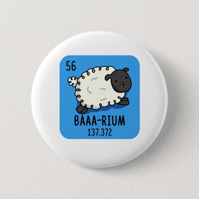 Badge Rond 5 Cm Baa-rium Funny Sheep Chimie Pun (Devant)