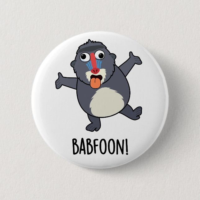 Badge Rond 5 Cm Bab-foon Funny Baffoon Baboon Pun (Devant)