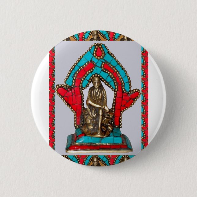 Badge Rond 5 Cm Baba de Sai de Sirdi (Devant)