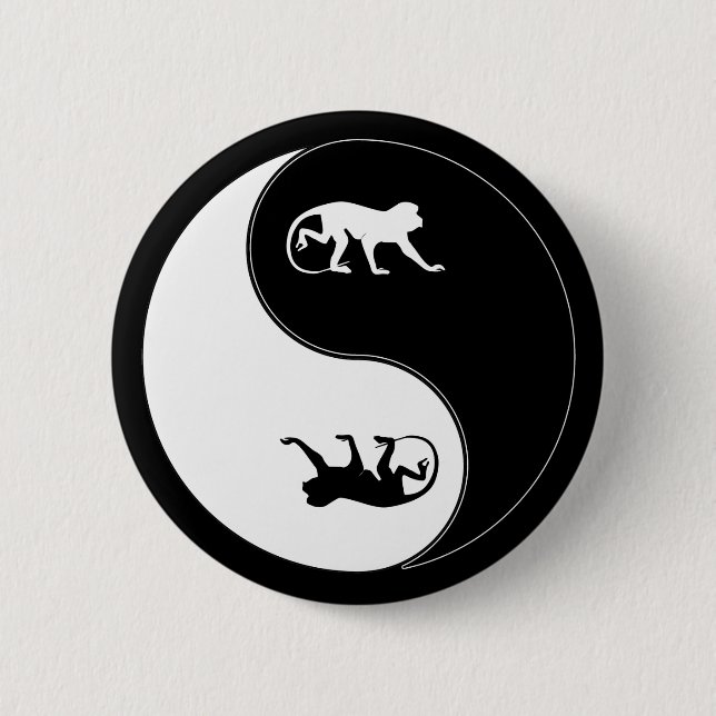 Badge Rond 5 Cm Babouin de Yin Yang (Devant)