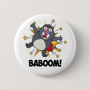 Badge Rond 5 Cm Babouin Drôle de Singe Explosant Babouin Pun 