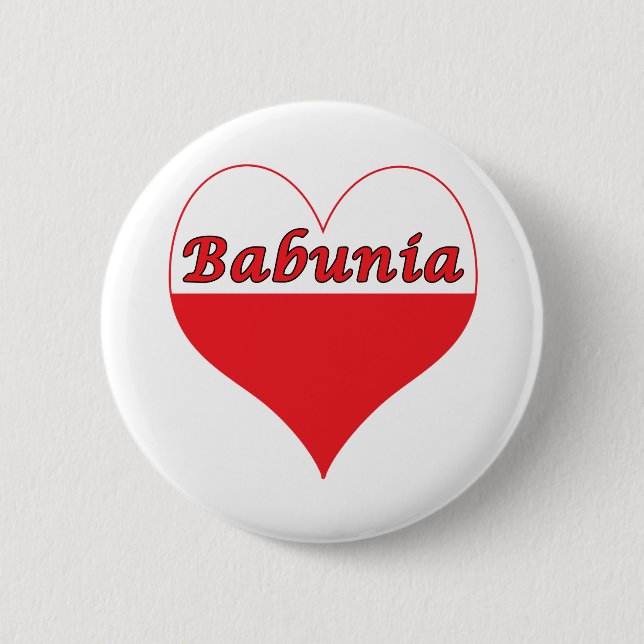 Badge Rond 5 Cm Babunia Coeur polonais (Devant)