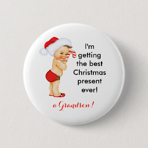 Badge Rond 5 Cm Baby Boy Christmas Faire-part personnalisable