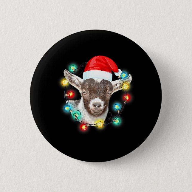 Badge Rond 5 Cm Baby Chèvre Pajama Père Noël Ferme Animale Chèvre (Devant)
