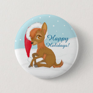 Badge Rond 5 Cm Baby Christmas Reindeer