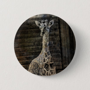 Badge Rond 5 Cm Baby Giraffe
