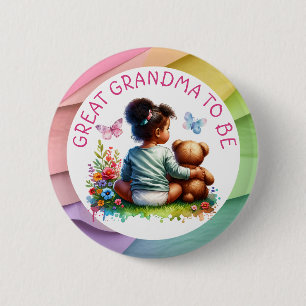 Badge Rond 5 Cm Baby Girl et son ours en peluche   Grand-mère à êt