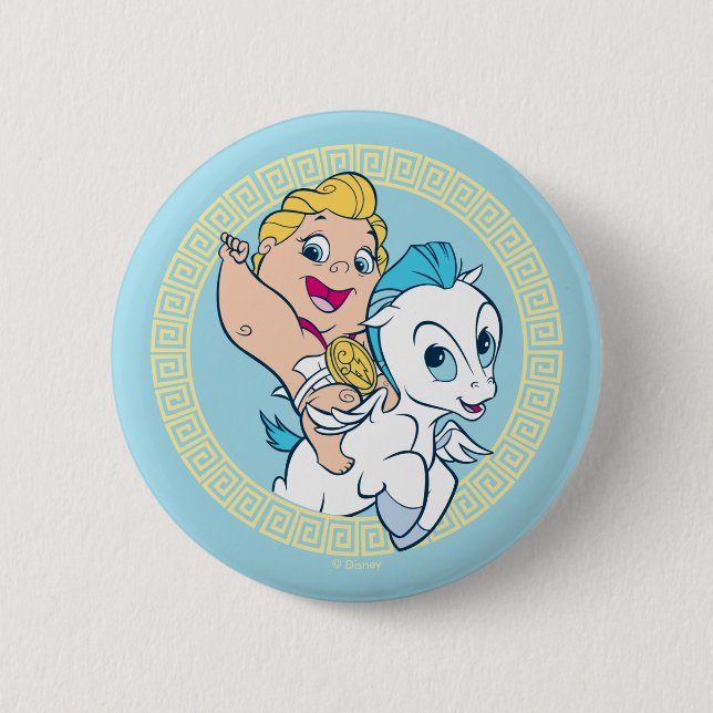 Badge Rond 5 Cm Baby Hercules Riding Pegasus Button (Devant)