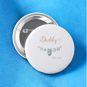 Badge Rond 5 Cm Baby in Bloom Blue Papa sera Baby shower