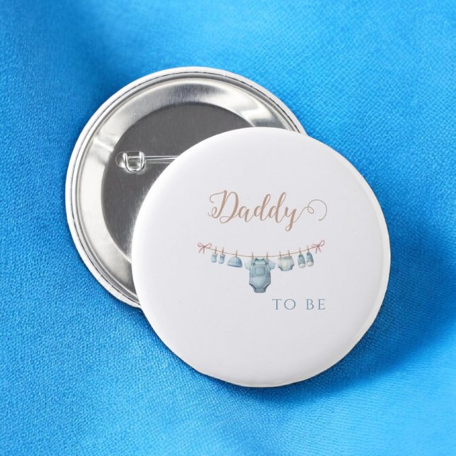 Badge Rond 5 Cm Baby in Bloom Blue Papa sera Baby shower (Créateur téléchargé)