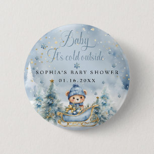 Badge Rond 5 Cm Baby It's Cold Outside Baby shower Garçon Favors
