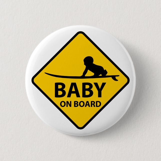 Badge Rond 5 Cm Baby on Board drôle design bébé avec plateau de su (Devant)