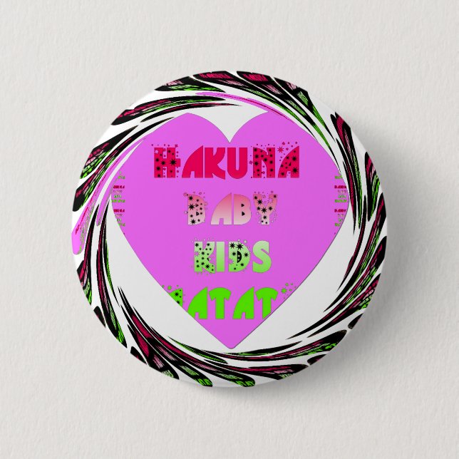 Badge Rond 5 Cm Baby Pink Hearts Hakuna Matata Baby Kids Design.p (Devant)