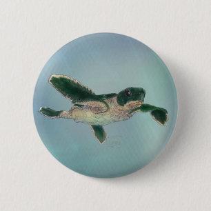 Badge Rond 5 Cm Baby sea Turtle