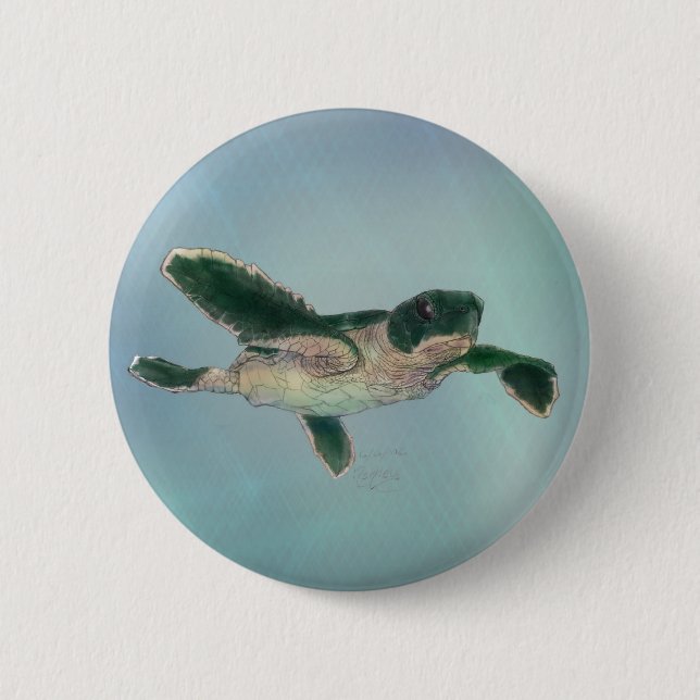 Badge Rond 5 Cm Baby sea Turtle (Devant)