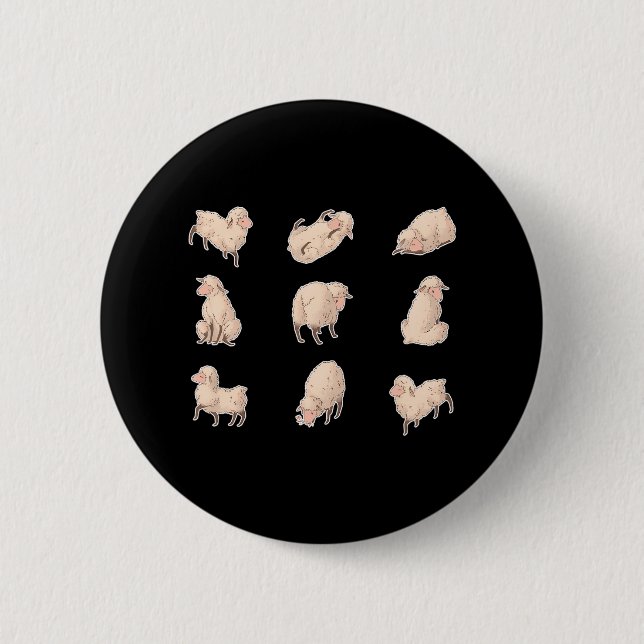 Badge Rond 5 Cm Baby Sheep Lamp Farm (Devant)