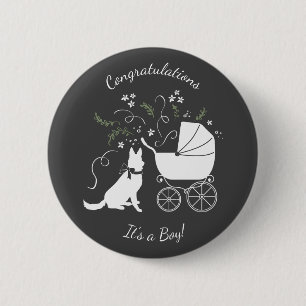 Badge Rond 5 Cm Baby shower allemand des bergers sans sexe