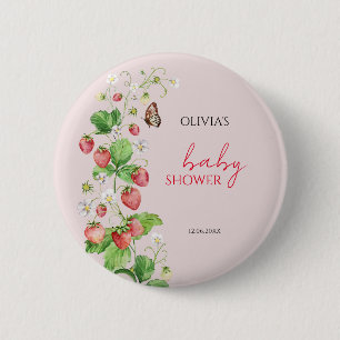 Badge Rond 5 Cm Baby shower aux fraises