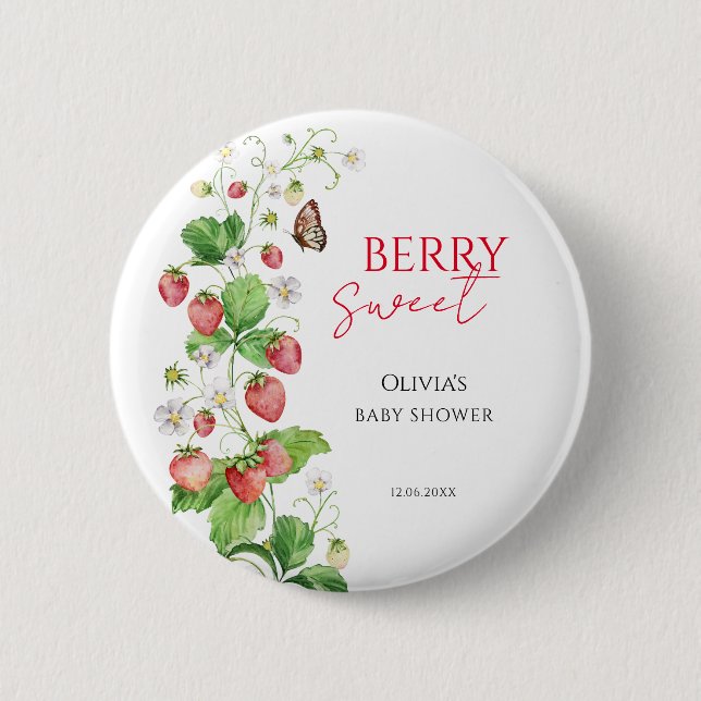 Badge Rond 5 Cm Baby shower Berry Sweet Strawberry (Devant)