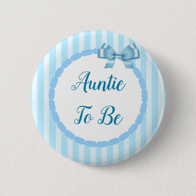 Badge Rond 5 Cm Baby shower Bleu Tante À Être (Devant)