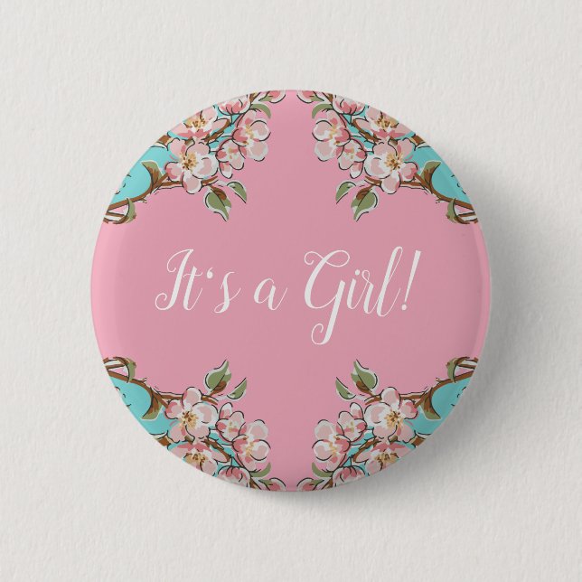 Badge Rond 5 Cm Baby shower Cherry Blossom (Devant)