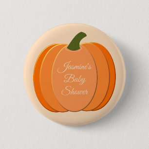 Badge Rond 5 Cm Baby shower Citrouille neutre genre mignon Orange