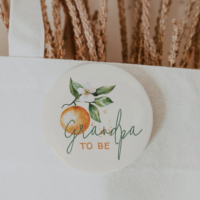 Badge Rond 5 Cm Baby Shower Citrus Little Cutie Grand-père à venir (Créateur téléchargé)