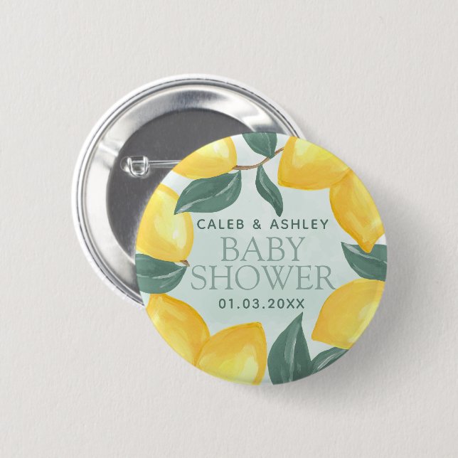Badge Rond 5 Cm Baby shower de citron vert Épingle (Devant & derrière)
